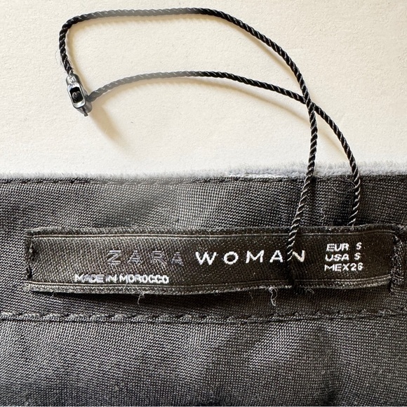 Zara Woman Pants Straight Leg Corduroy Trousers Slacks Blue Gray Zip Pockets S - Picture 4 of 15